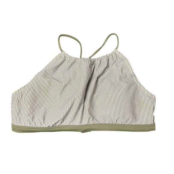 Prana Large XL Bikini Top Brina Halter Green Stripe Pad Swim Suit - Picture 1 of 6